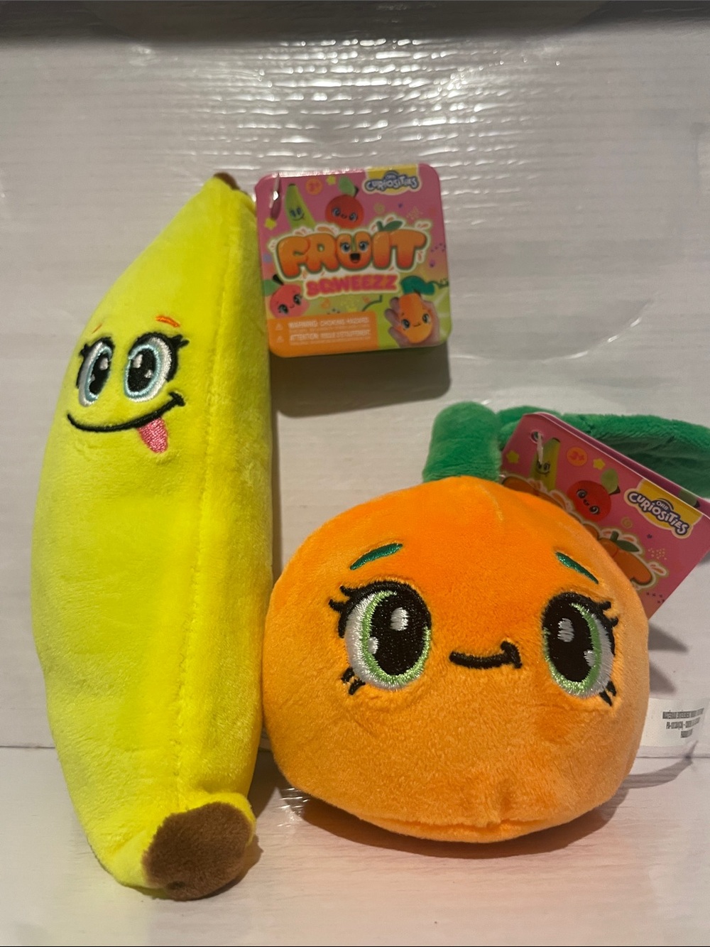 Orb Curiosities Fruit Sqweezz Plush Toy Set - Yellow Banana & Orange